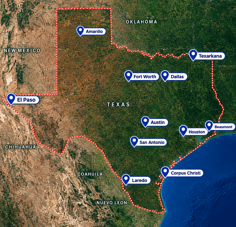 Texas Service Map